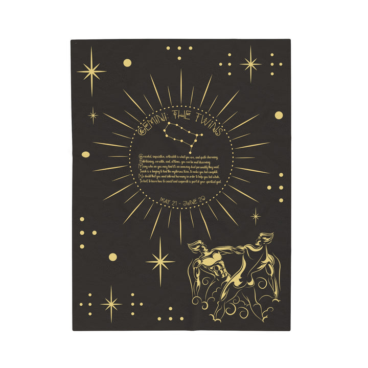 Written in the Stars Velveteen plush blanket with acrostic poem spelling out "Gemini"