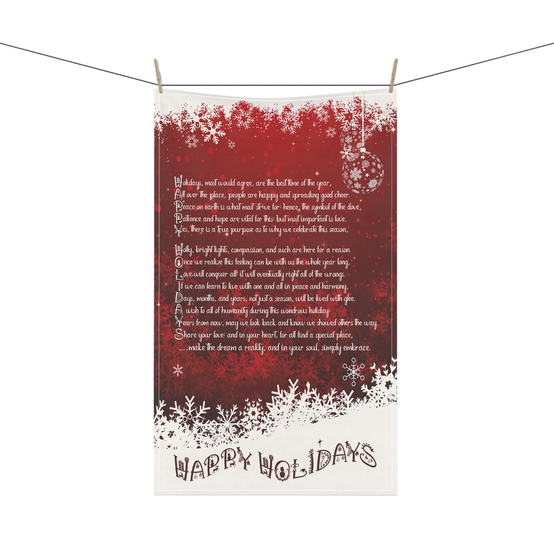 Happy Holidays Acrostic Poem Kitchen Towel - Red