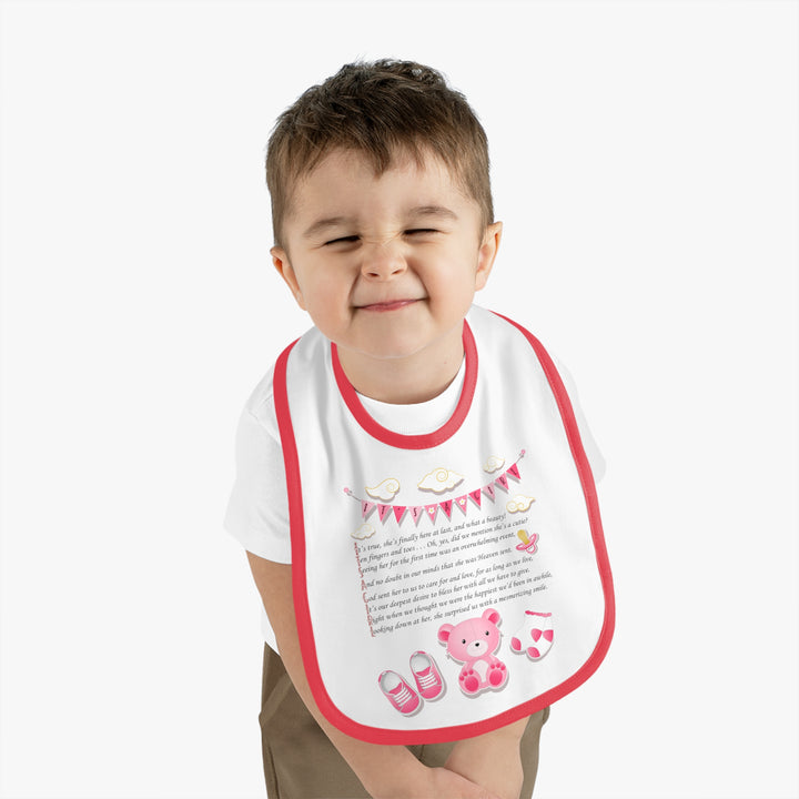 Baby Steps Acrostic Poem - Contrast Trim Jersey Bib - "It's a Girl"