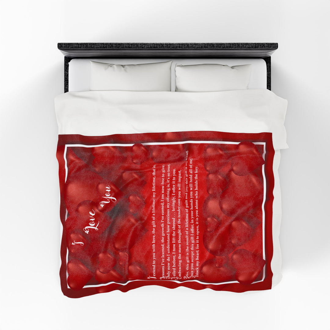 I Love You Acrostic Poem Velveteen Plush Blanket - Red