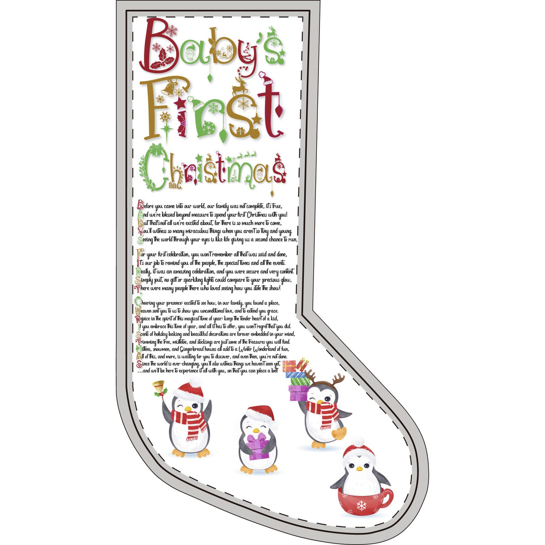 "Baby's First Christmas" Acrostic Poem Christmas Stockings (Flannel) - No Personalization - Design One