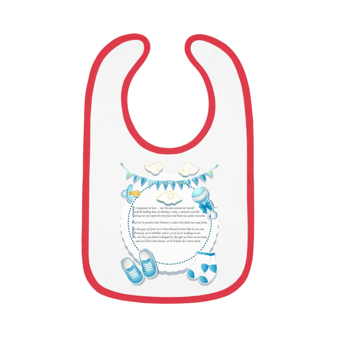 Baby Steps Acrostic Poem - Contrast Trim Jersey Bib - "It's a Boy" - Baby Items