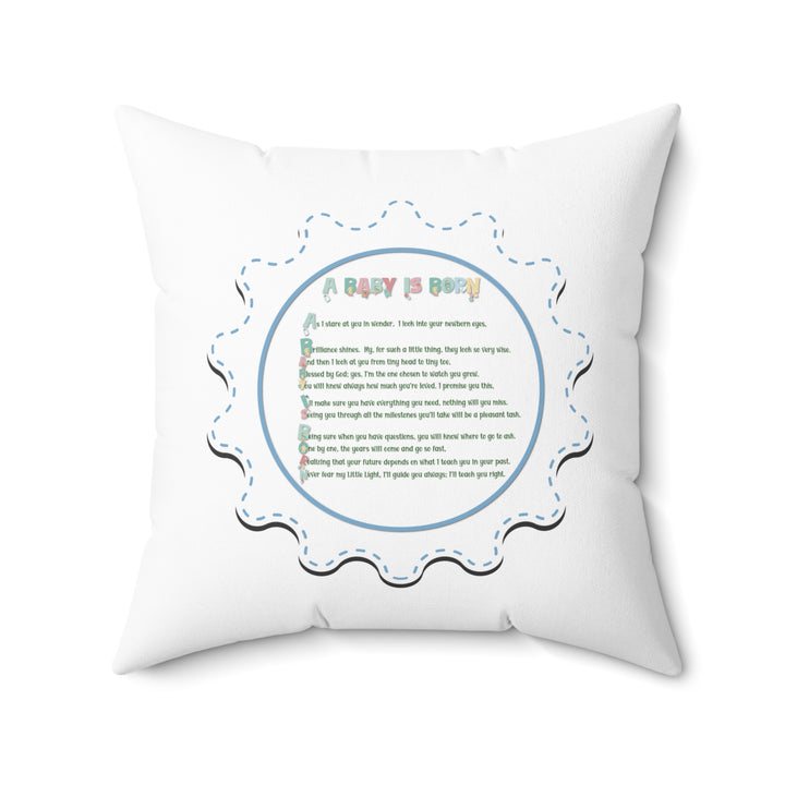 FIX TEXT "A Baby is Born" Acrostic Poem Pillow - White