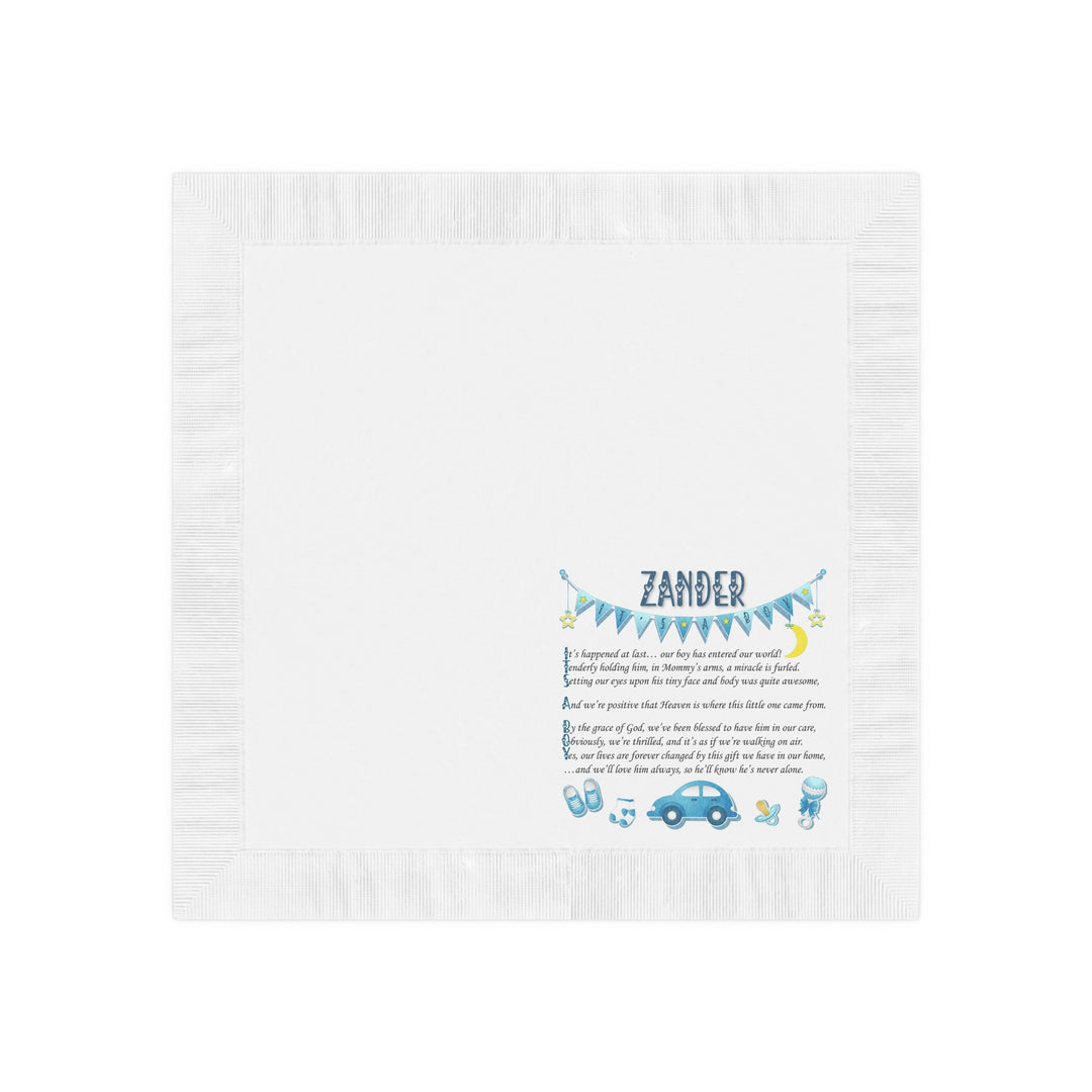 It's a Boy White Coined Napkins - Personalized