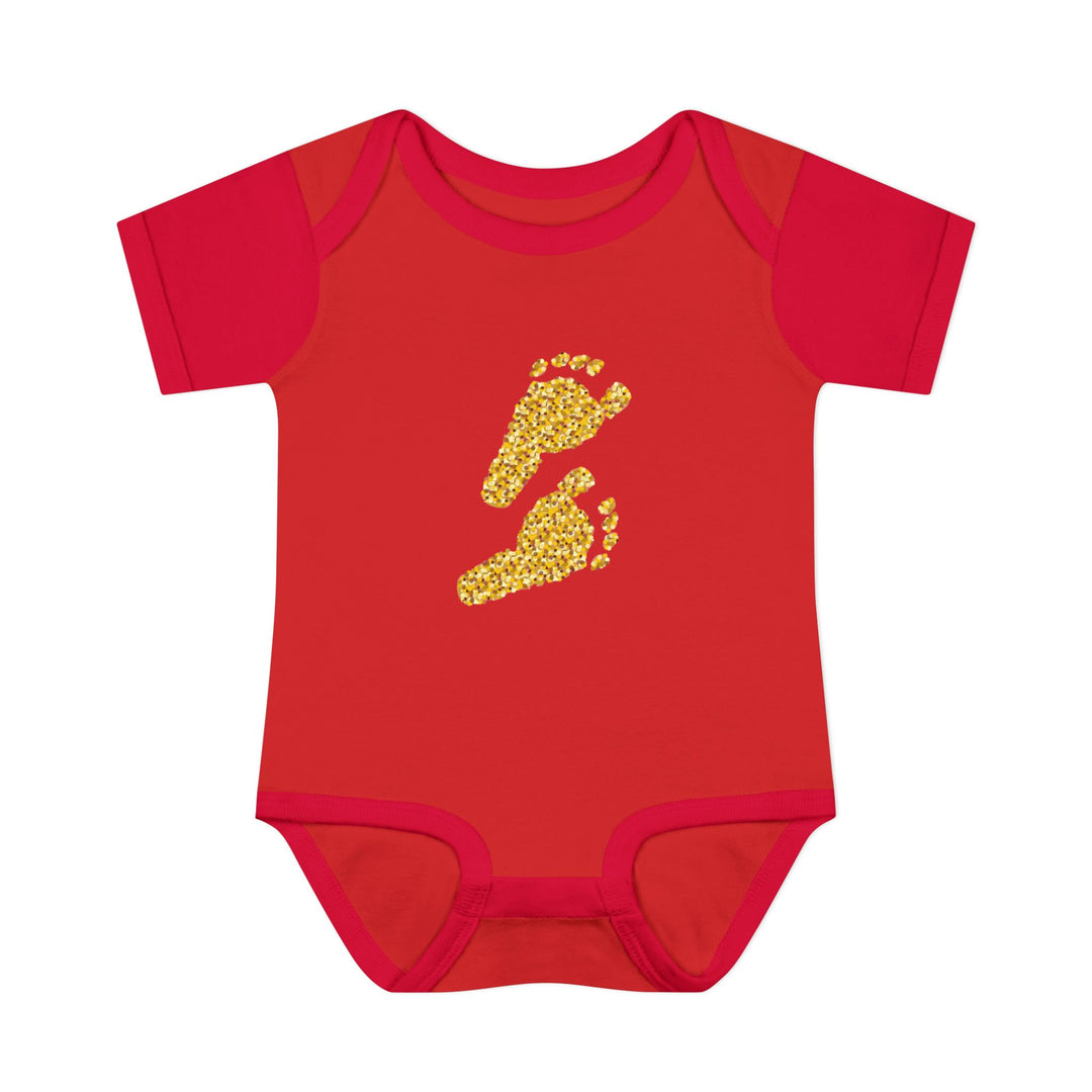 Baby Feet Acrostic Poem Baby Bodysuit - Glitter Footprints