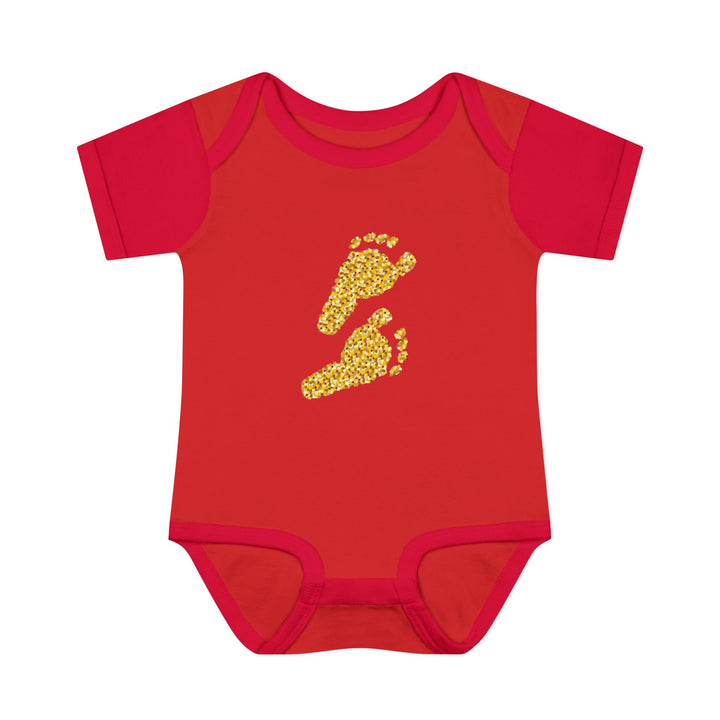 Baby Feet Acrostic Poem Baby Bodysuit - Glitter Footprints