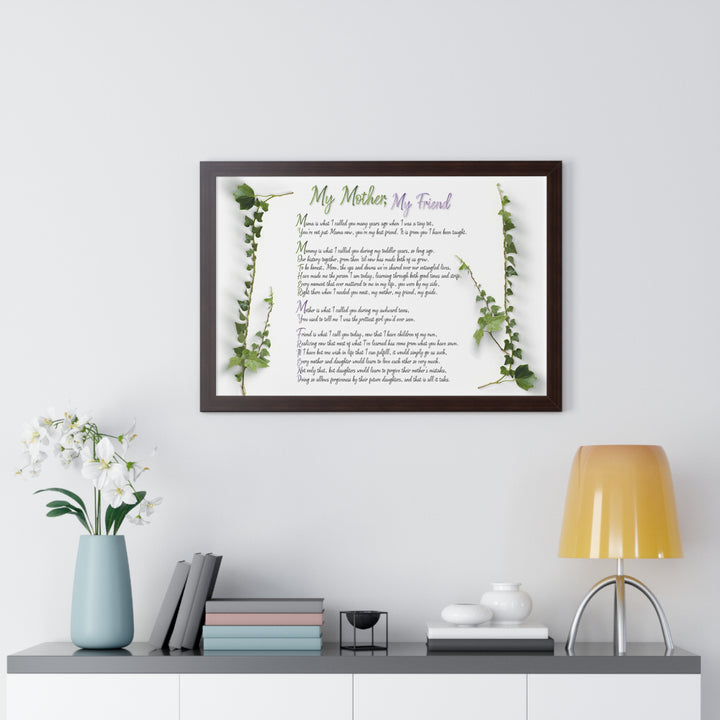 "My Mother, My Friend" Framed Acrostic Poem Print - Soft
