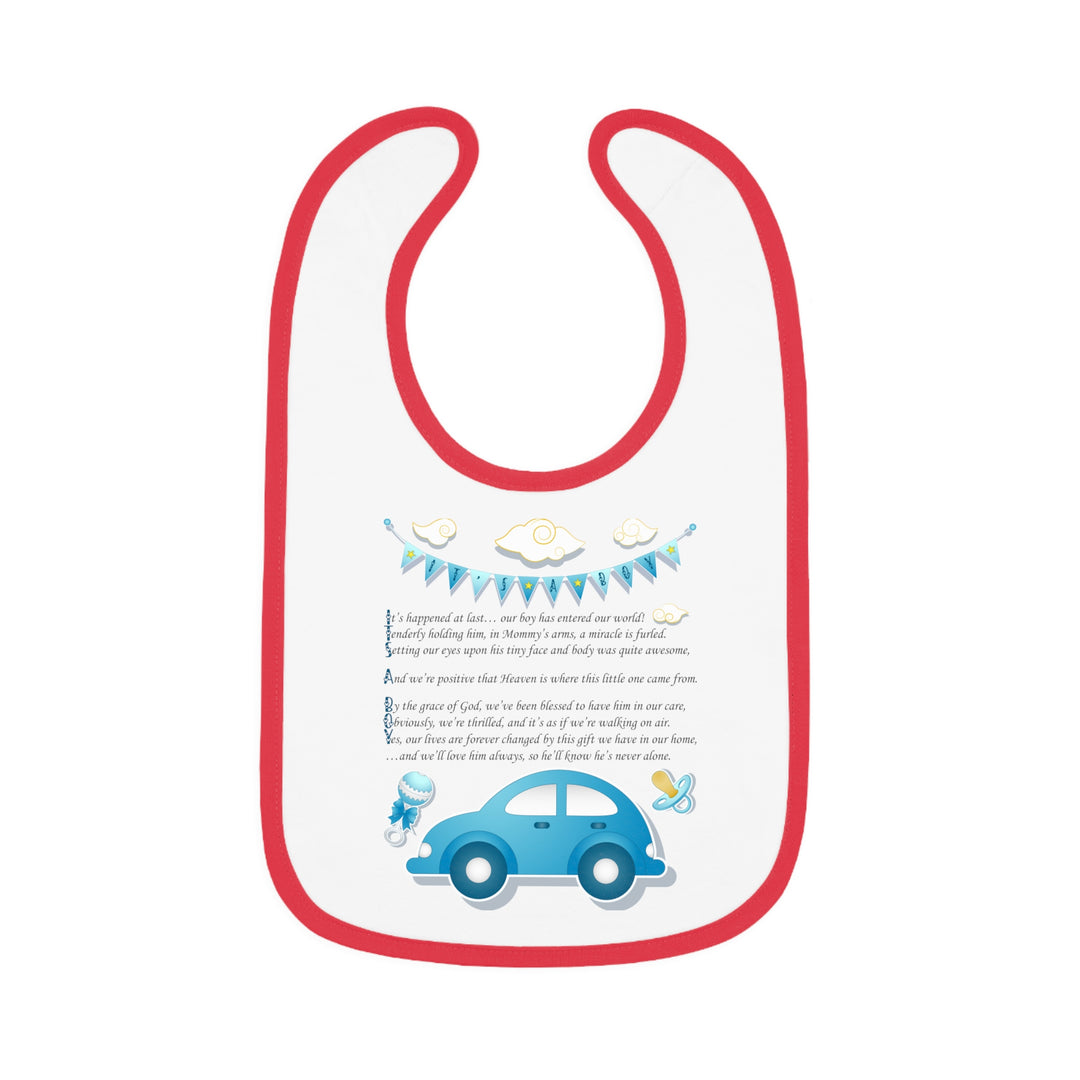 Baby Steps Acrostic Poem - Contrast Trim Jersey Bib - "It's a Boy"