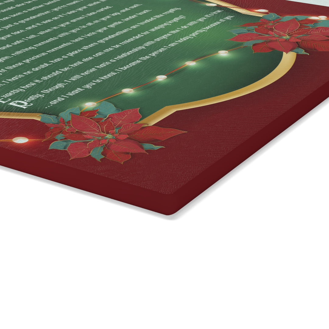 My Grandmother Acrostic Poem Glass Cutting Board - Poinsettias