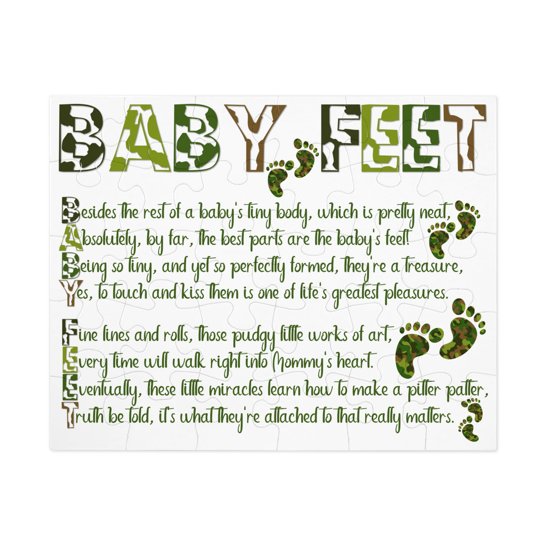 Baby Feet Acrostic Poem Jigsaw Puzzle - Camo - Tin Box - No Personalization