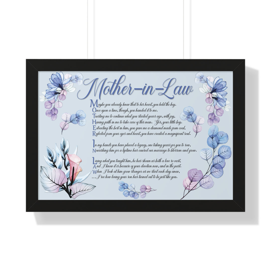 "My Mother, My Friend" Framed Acrostic Poem Print - Translucent Flower