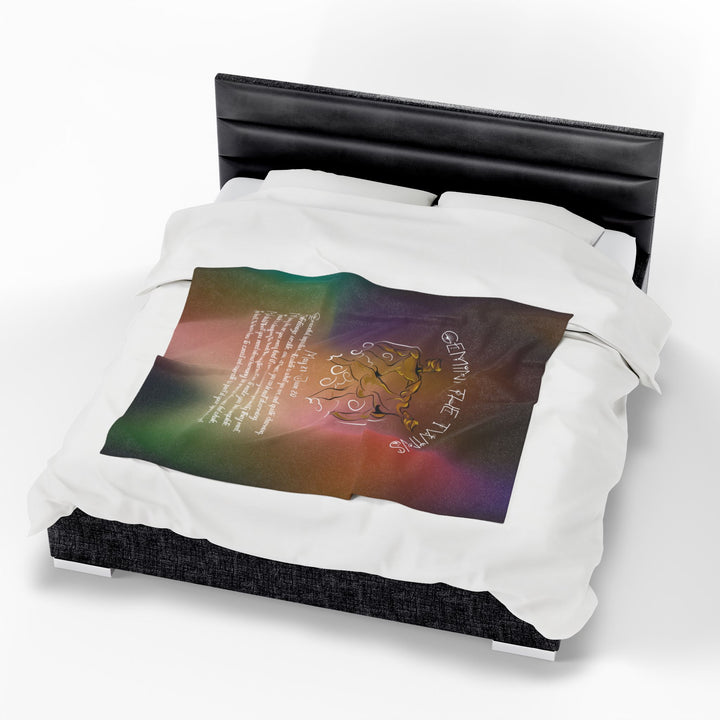 Gemini Acrostic Poem Velveteen Plush Blanket - Colored