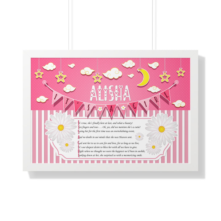Baby Steps Framed Print Collection - Pink Stripes - "It's a Girl" Personalized