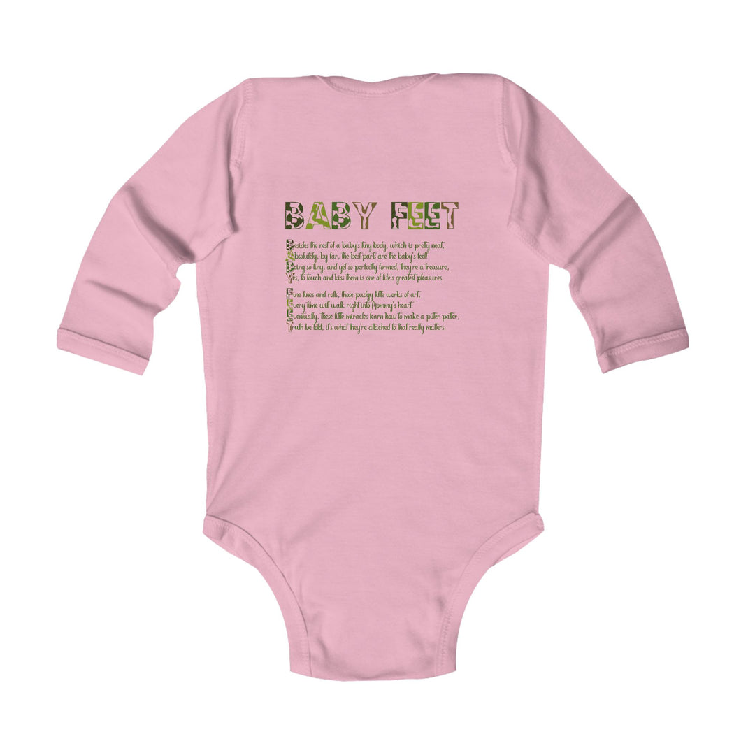 Baby Feet Acrostic Poem Infant Long Sleeve Bodysuit - Camo - No Personalization