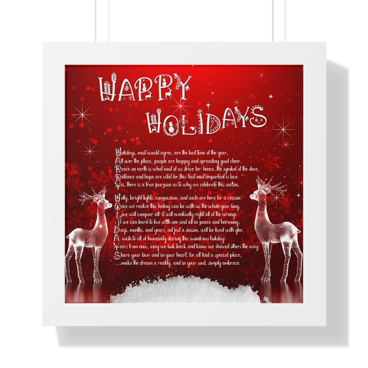 It's Just a Phrase "Happy Holidays" Framed Horizontal Acrostic Poem Poster