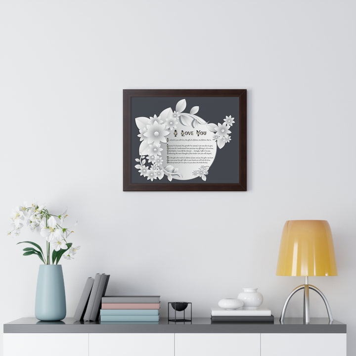It's Just a Phrase "I Love You" Framed Acrostic Poem Print- Floral