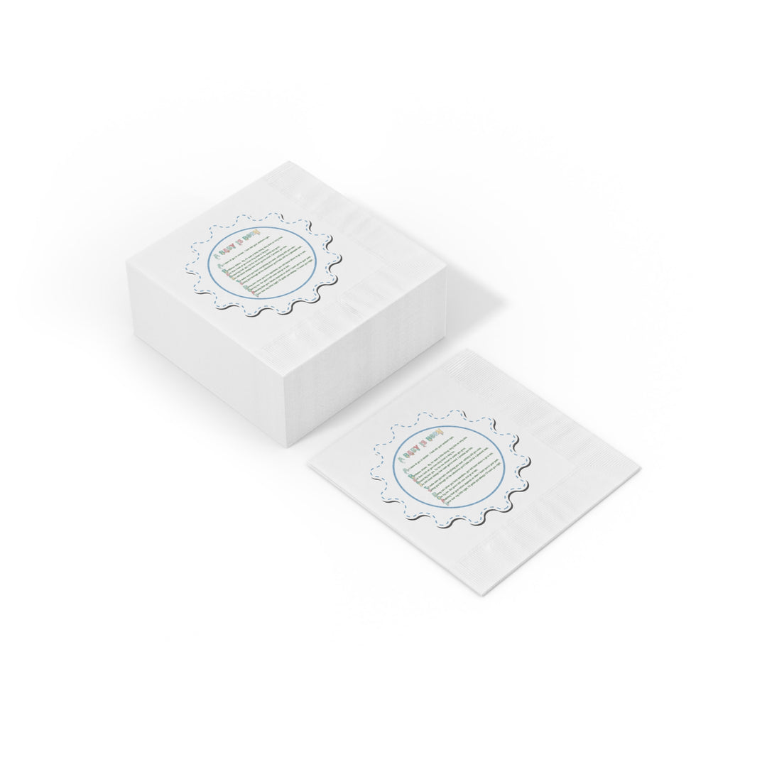 A Baby is Born Baby Shower Coined Napkins - No Personalization