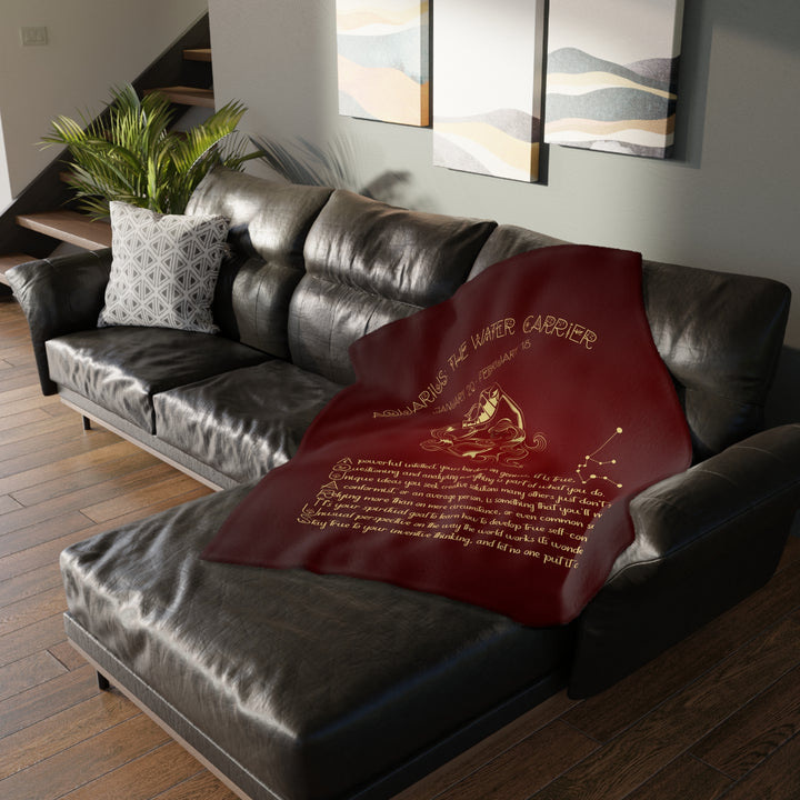 Aquarius Acrostic Poem Velveteen Microfiber Blanket (Two-sided print)