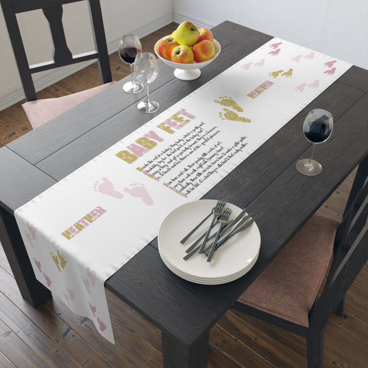 “Baby Feet” Table Runner - Pink-Gold - Personalized