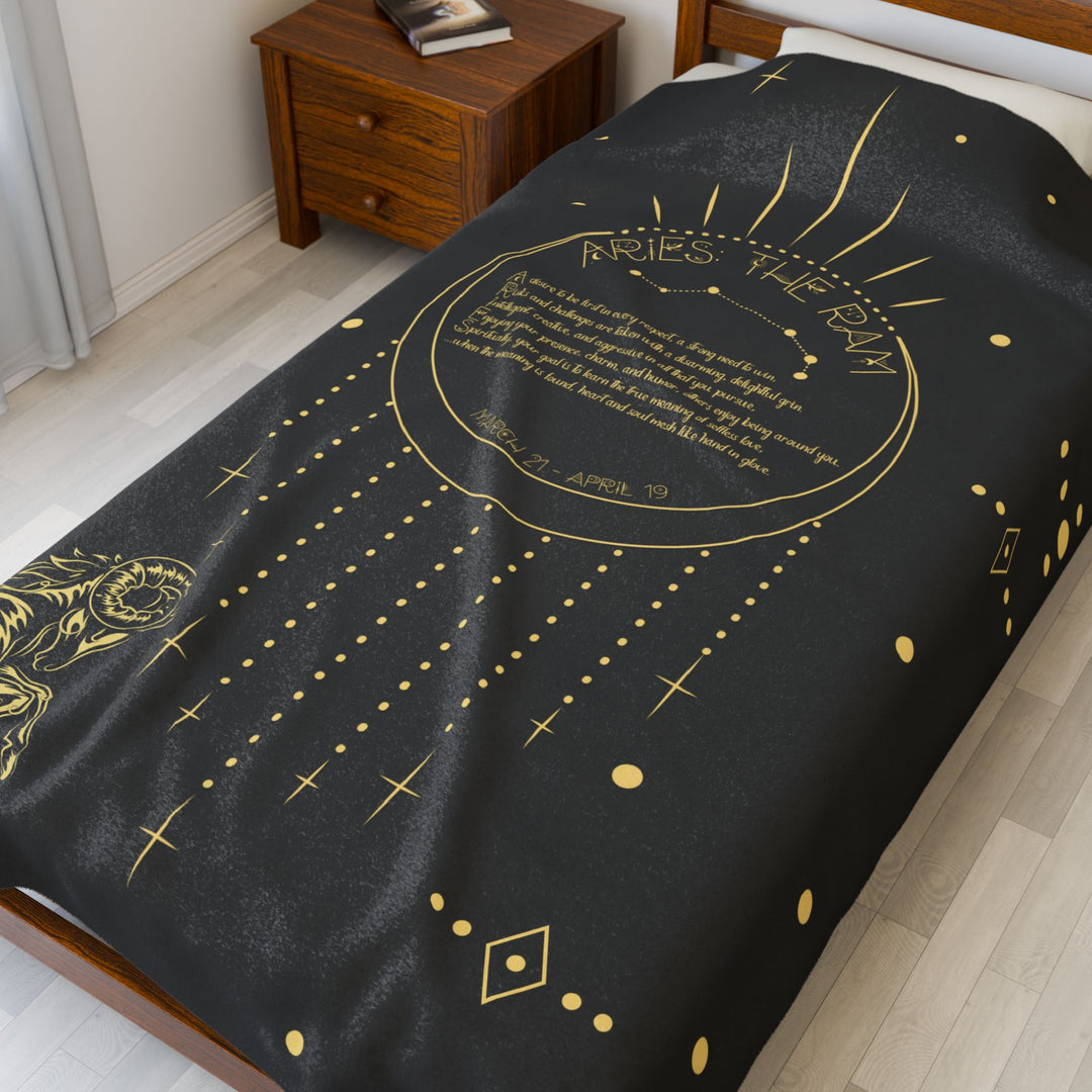 Aries Acrostic Poem Velveteen Plush Blanket