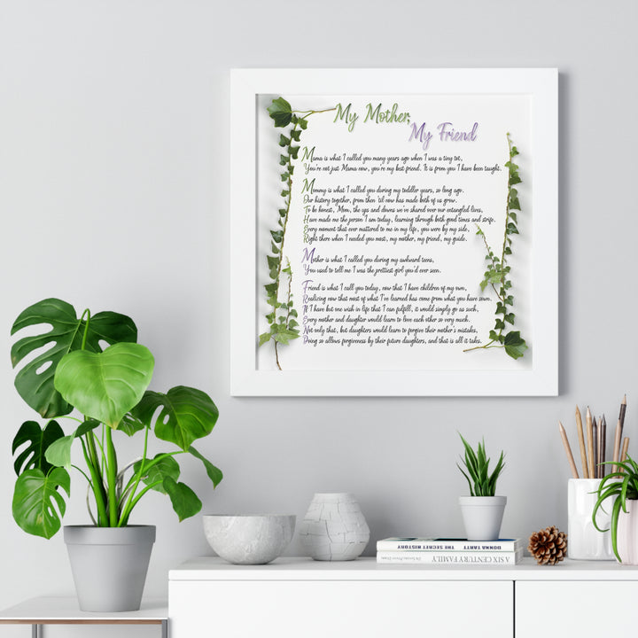 "My Mother, My Friend" Framed Acrostic Poem Print - Soft