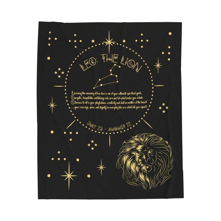 Written in the Stars Velveteen plush blanket with acrostic poem spelling out "Leo"