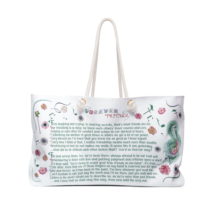 Musical Note Weekender Bag with Acrostic Poem Spelling Out "Forever Friends"