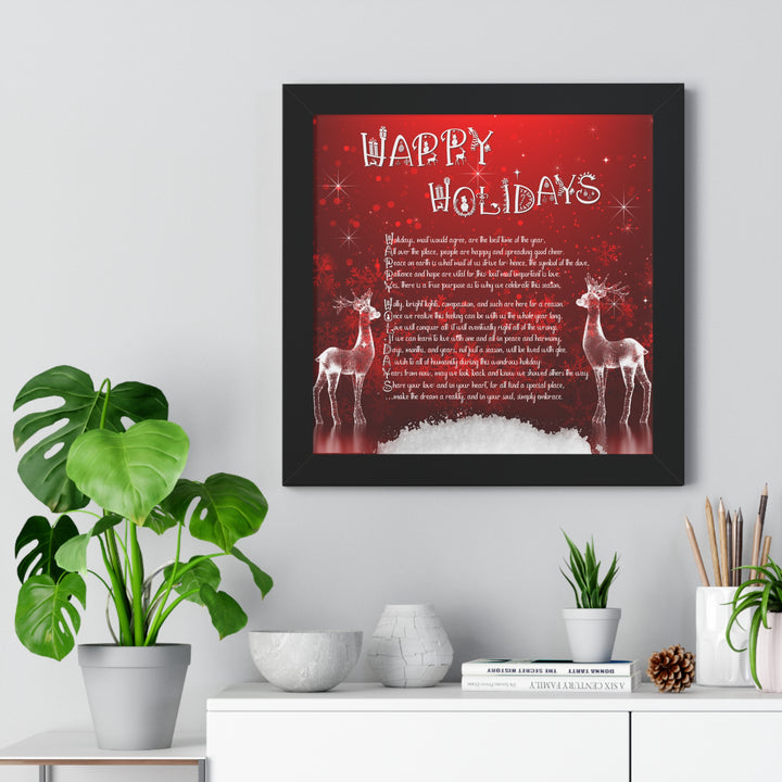 It's Just a Phrase "Happy Holidays" Framed Horizontal Acrostic Poem Poster