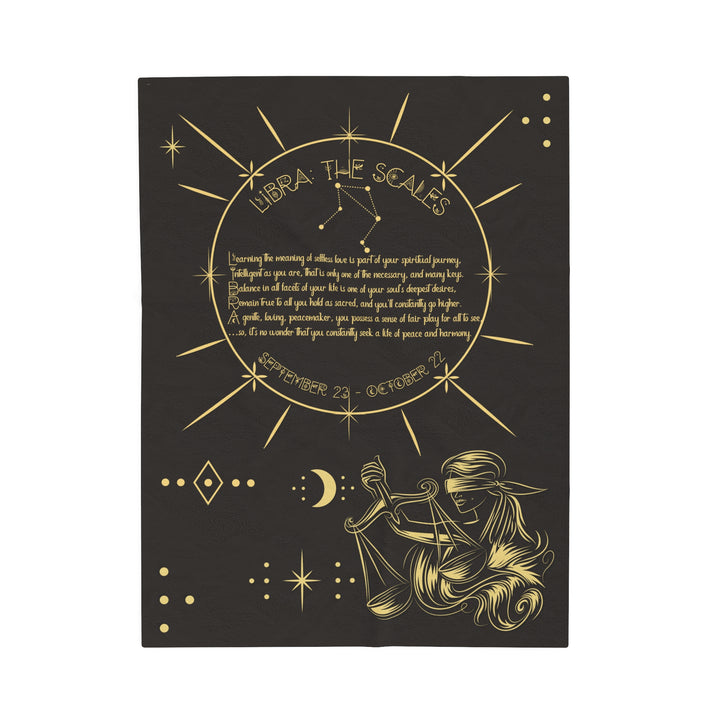 Written in the Stars Velveteen plush blanket with acrostic poem spelling out "Libra"