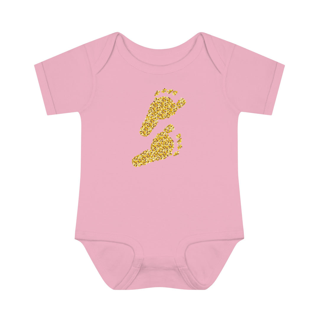 Baby Steps "Baby Feet" Acrostic Poem Bodysuit - Glitter Footprints
