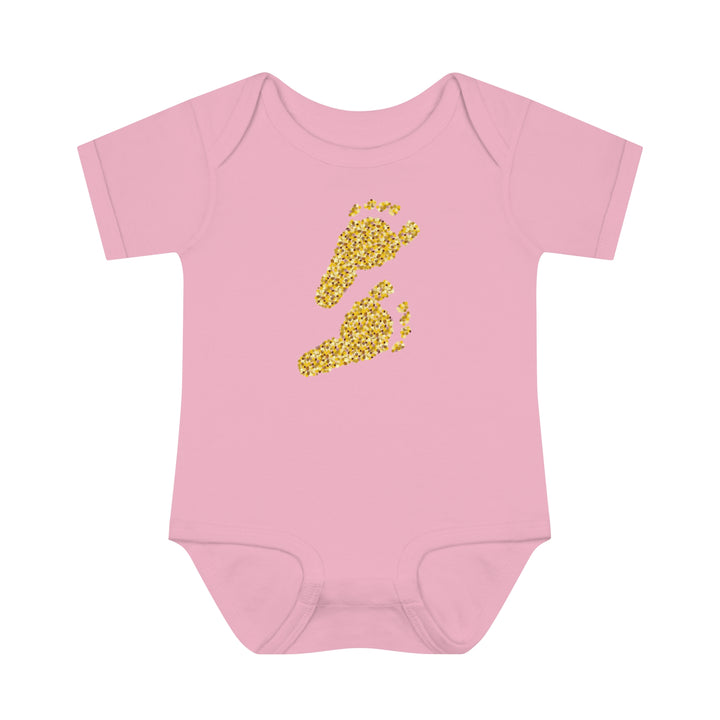 Baby Steps "Baby Feet" Acrostic Poem Bodysuit - Glitter Footprints