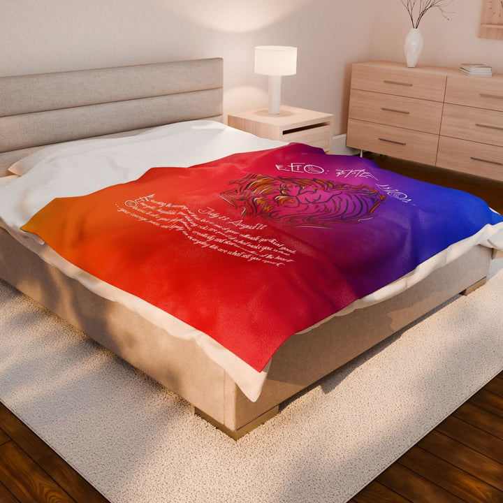 Leo Acrostic Poem Velveteen Plush Blanket - Colored