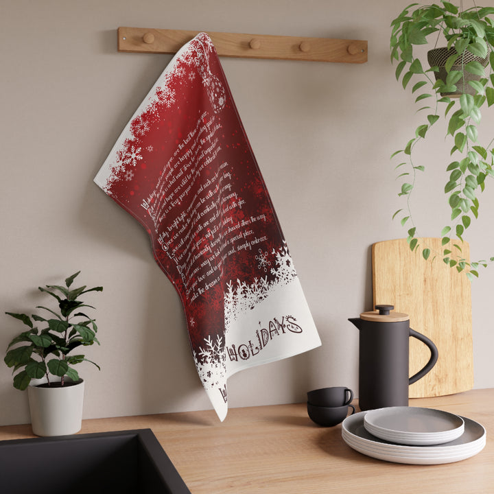 Happy Holidays Acrostic Poem Kitchen Towel - Red