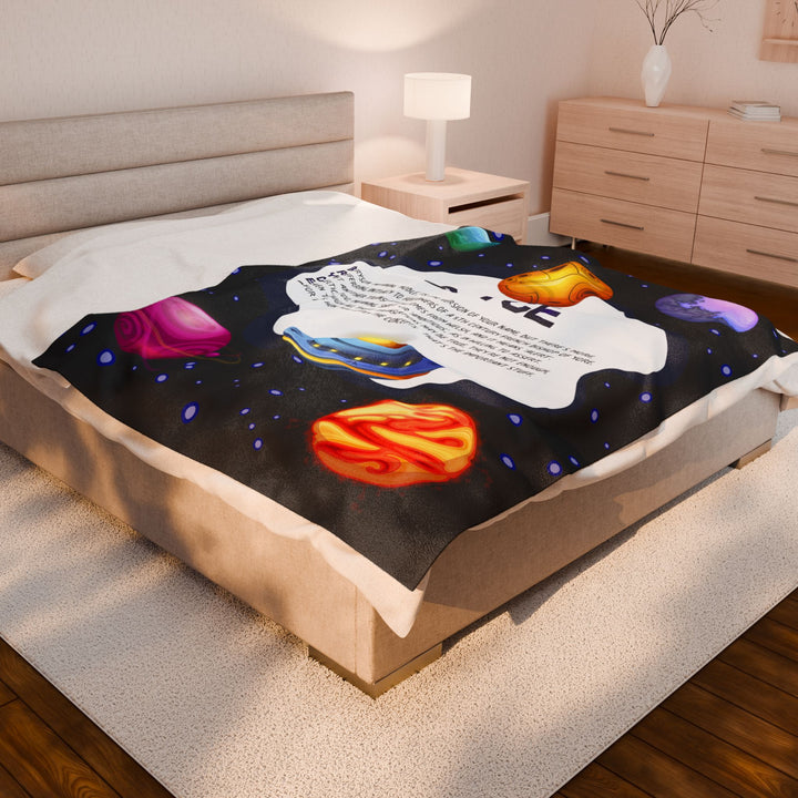 Namesakes Acrostic Poem Velveteen Plush Blanket - Space Design