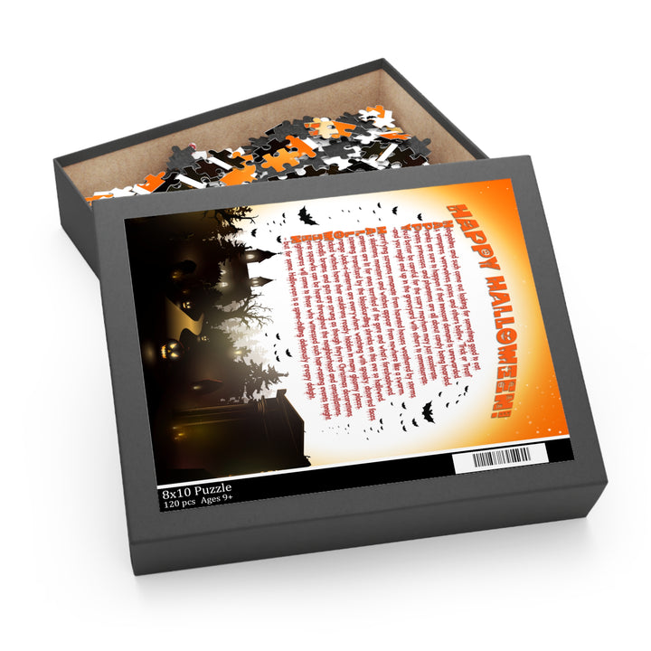 Happy Halloween Acrostic Poem Puzzle - Haunted Mansion - Cardboard Box