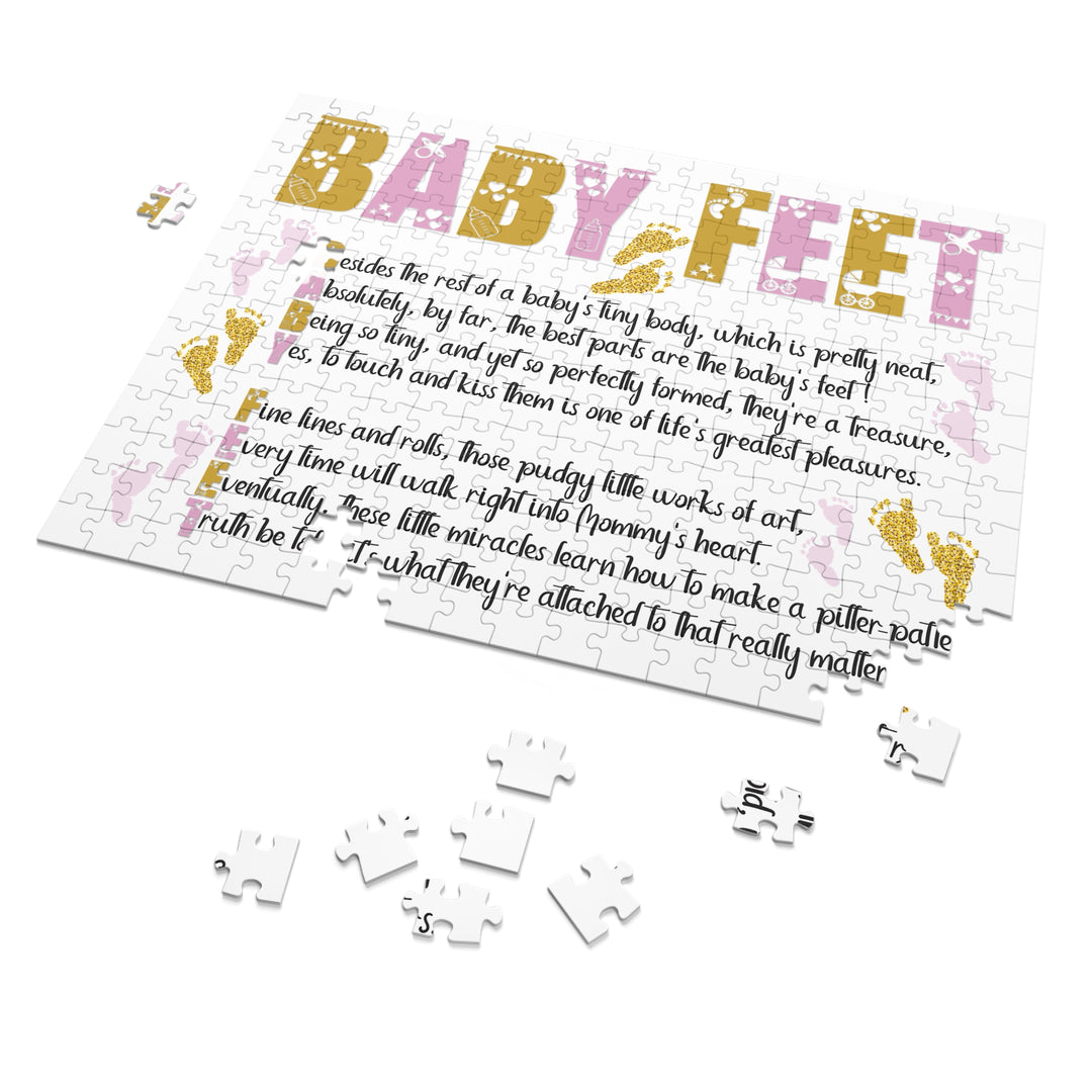 "Baby Feet" Acrostic Poem Jigsaw Puzzle - Pink and Gold - No Personalization