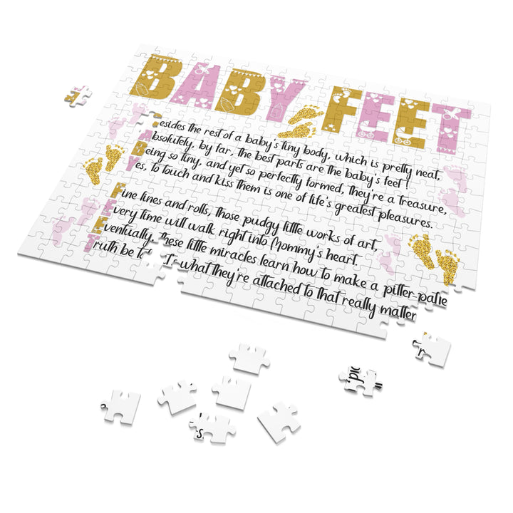 "Baby Feet" Acrostic Poem Jigsaw Puzzle - Pink and Gold - No Personalization