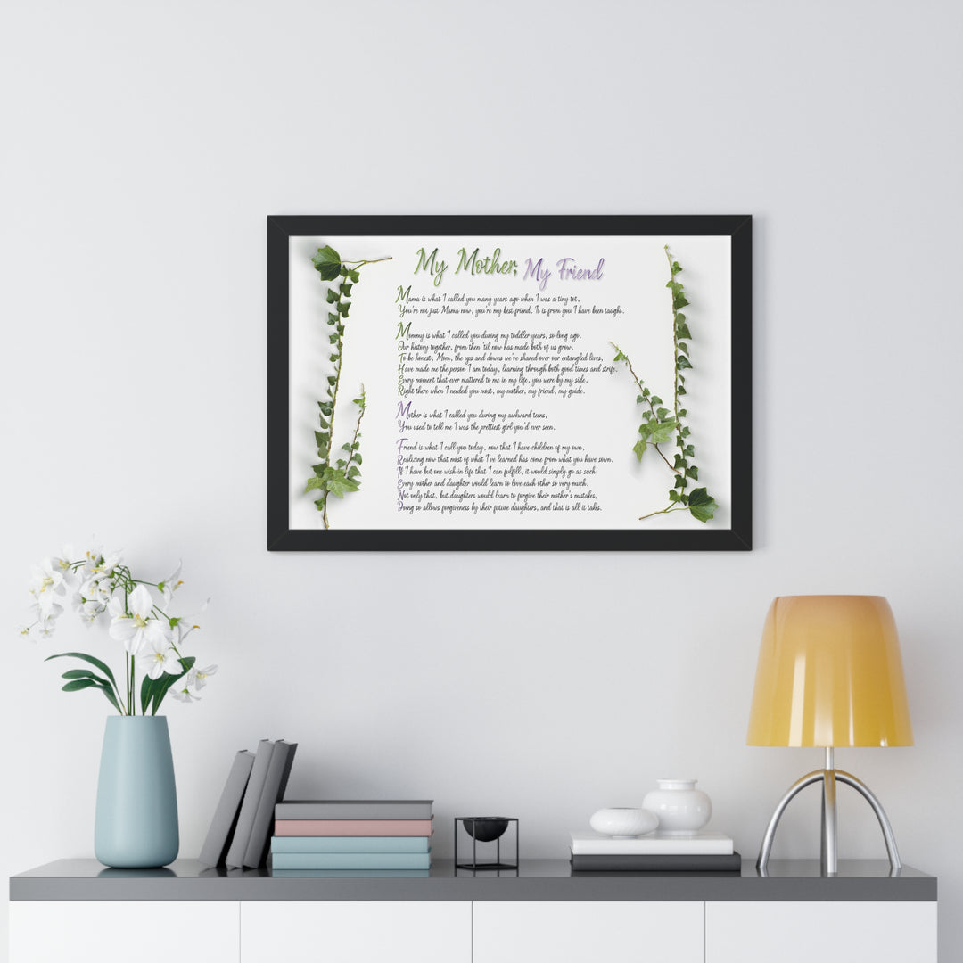 "My Mother, My Friend" Framed Acrostic Poem Print - Soft