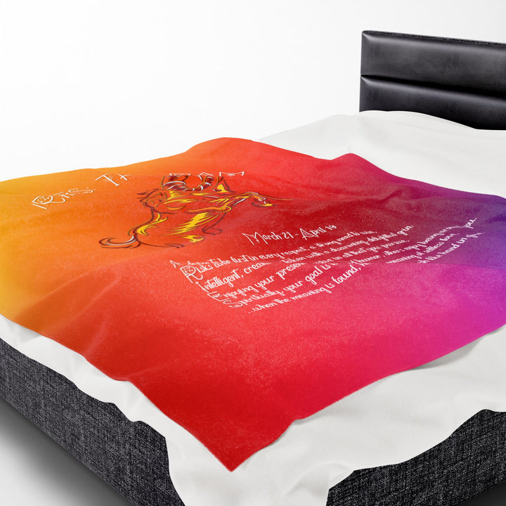 Aries Acrostic Poem Velveteen Plush Blanket - Colored