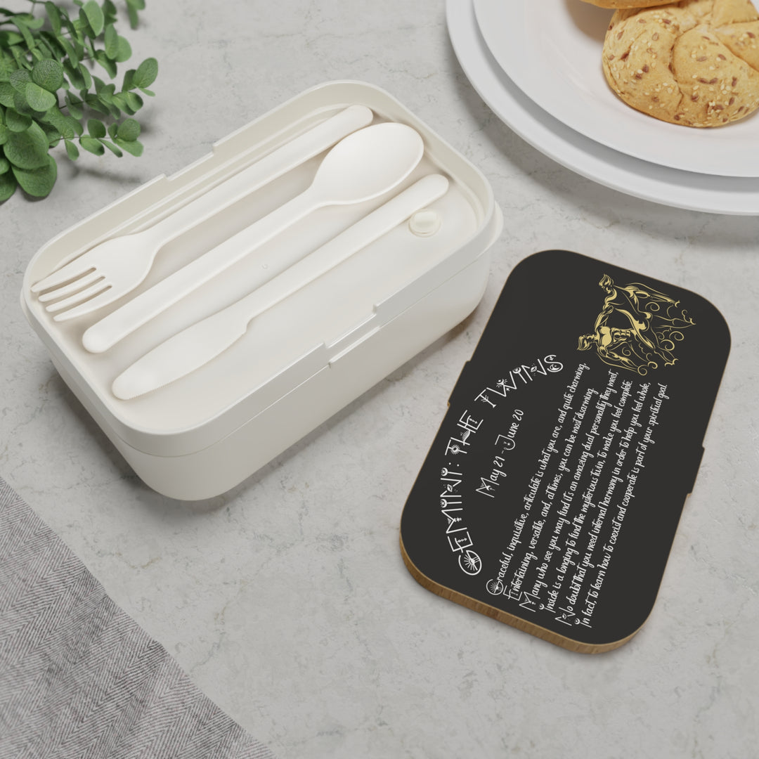 Gemini Acrostic Poem Bento Lunch Box - Wooden Lid