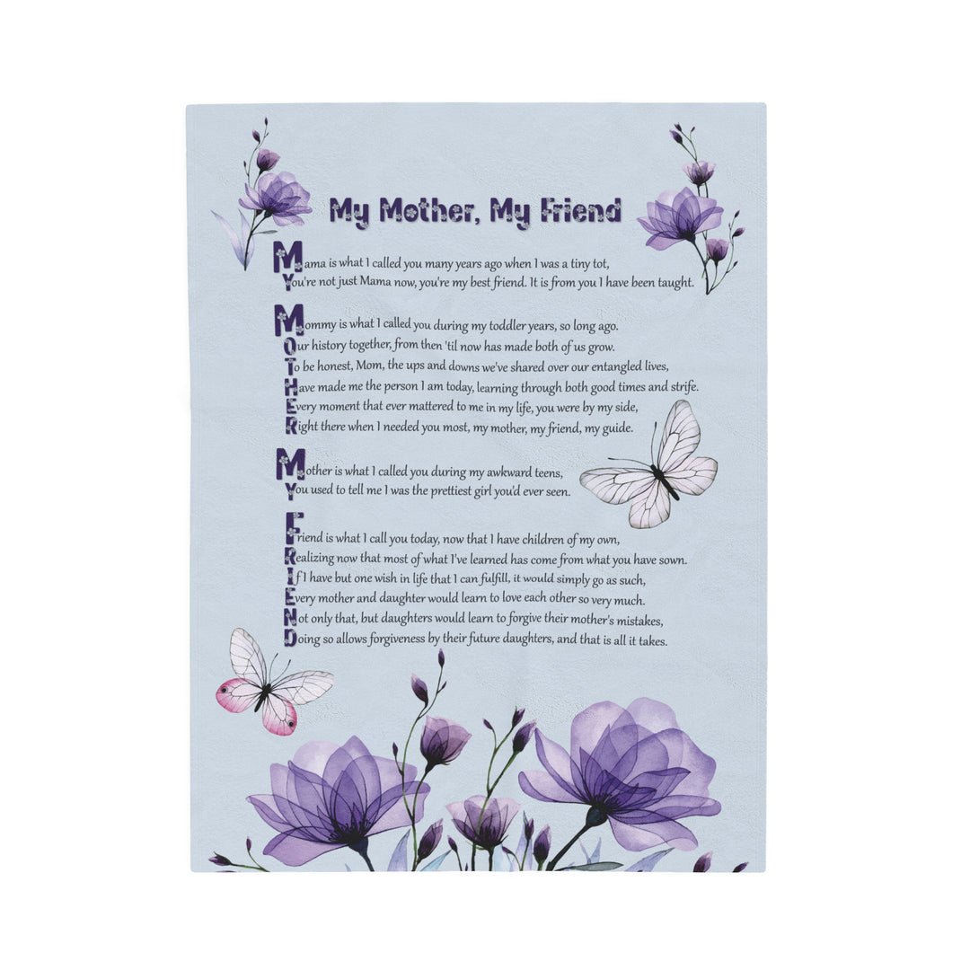 It's Just a Phrase Velveteen Plush Blanket with Acrostic Poem "My Mother, My Friend" - Lovely Flowers Design