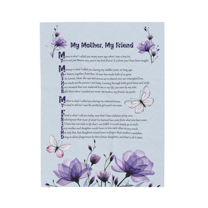 It's Just a Phrase Velveteen Plush Blanket with Acrostic Poem "My Mother, My Friend" - Lovely Flowers Design