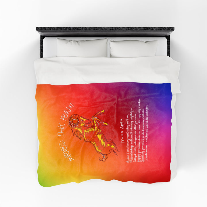 Aries Acrostic Poem Velveteen Plush Blanket - Colored