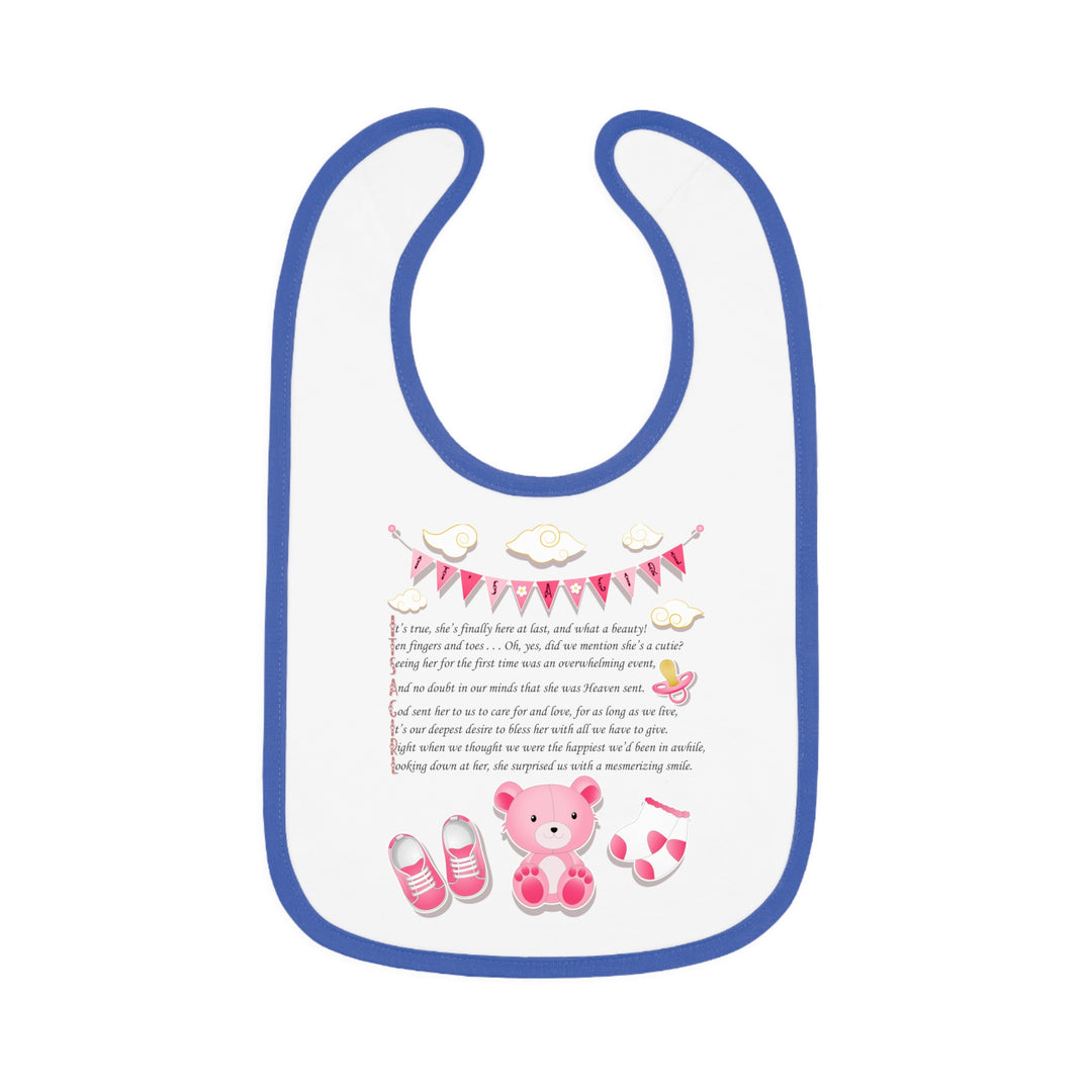 Baby Steps Acrostic Poem - Contrast Trim Jersey Bib - "It's a Girl"