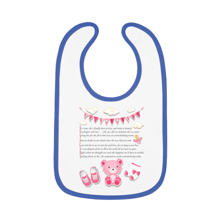 Baby Steps Acrostic Poem - Contrast Trim Jersey Bib - "It's a Girl"