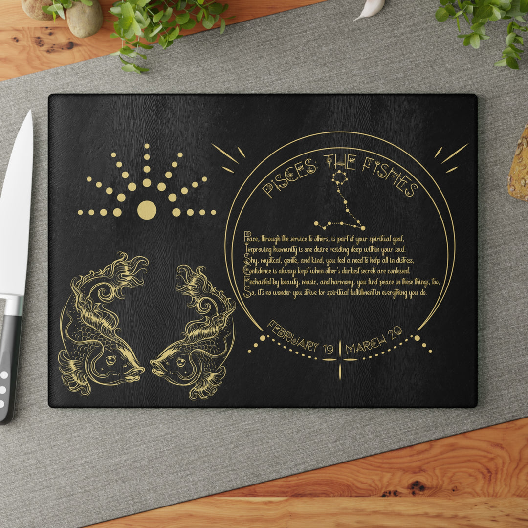Pisces Acrostic Poem Glass Cutting Board