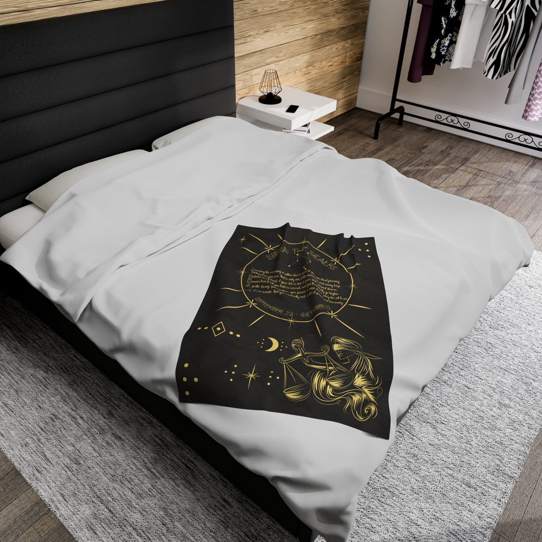 Written in the Stars Velveteen plush blanket with acrostic poem spelling out "Libra"