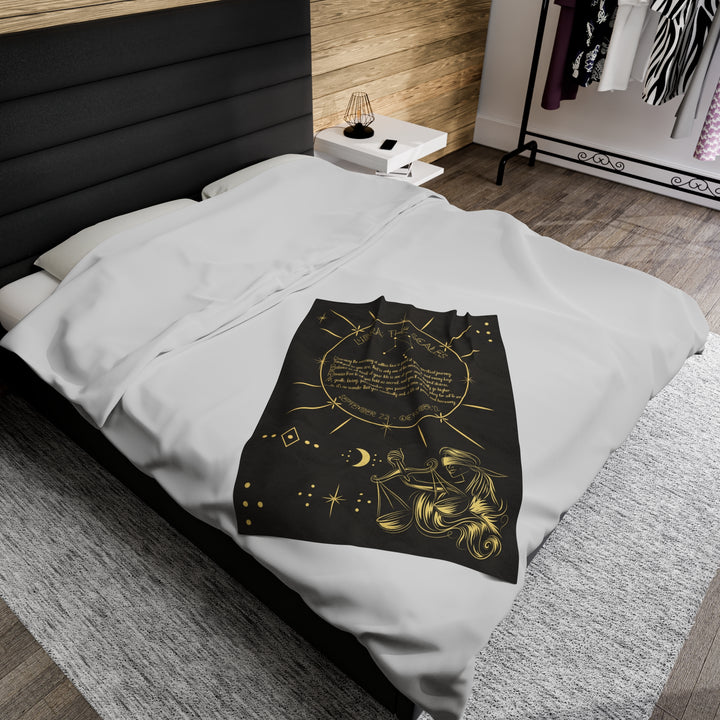 Written in the Stars Velveteen plush blanket with acrostic poem spelling out "Libra"