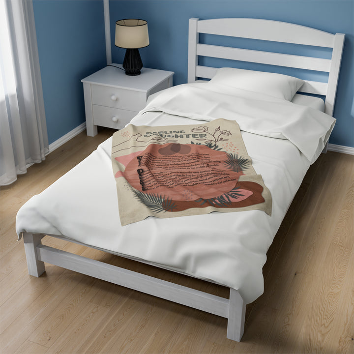 It's Just a Phrase Velveteen Plush Blanket with Acrostic Poem "Darling Daughter" - Boho Design