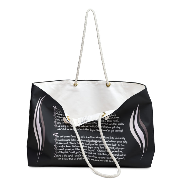 Black and Pink Weekender Tote Bag with Acrostic Poem Spelling Out "Forever Friends"